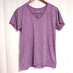 Real Essentials Heather Purple V Neck Athletic T-Shirt Size Medium